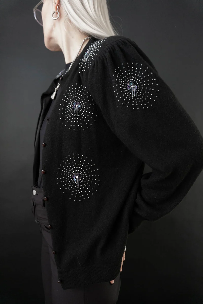 Strickjacke Perlen, Wolle, S–M