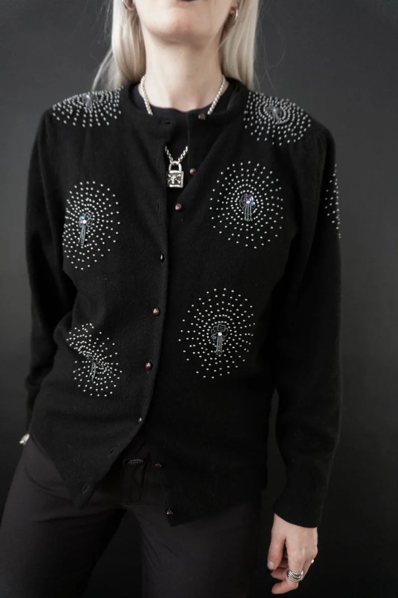 Strickjacke Perlen, Wolle, S–M