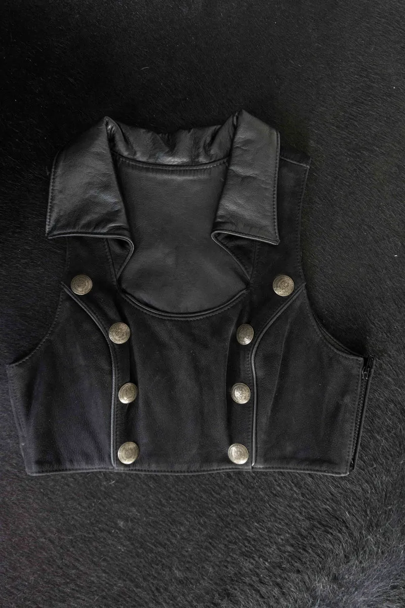 Vintage Pyrate Style Hamburg Ledertop S–M