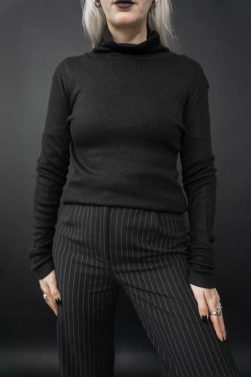 Pullover Schwarz Glitzer Lurex