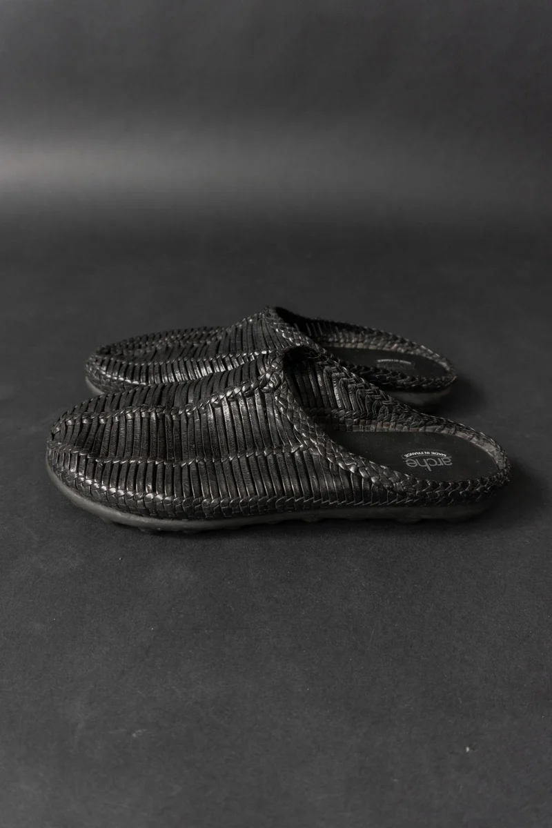 Arche Mules Flechtleder Schwarz 41