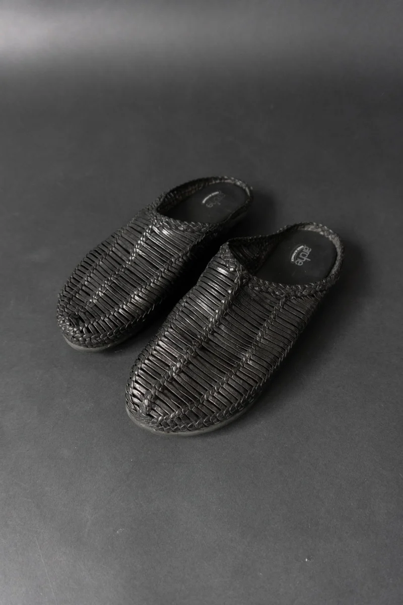 Arche Mules Flechtleder Schwarz 41