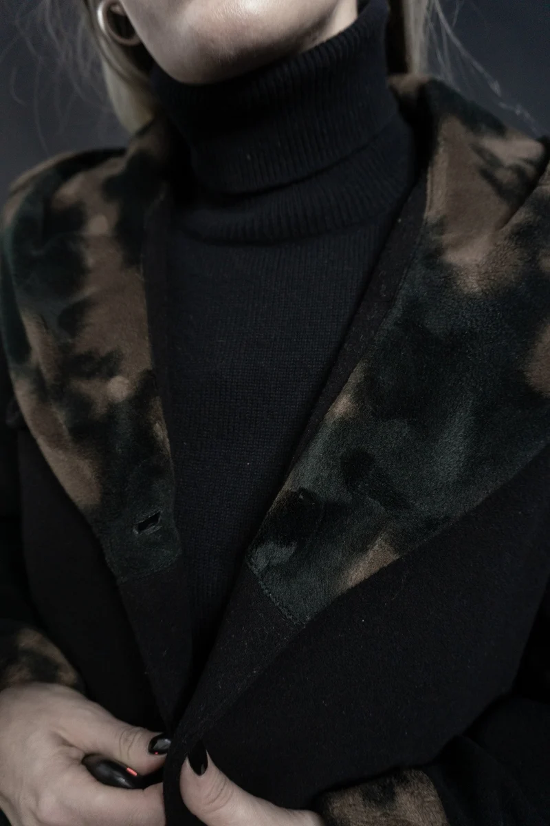 Wollmantel schwarz Leo, S–M