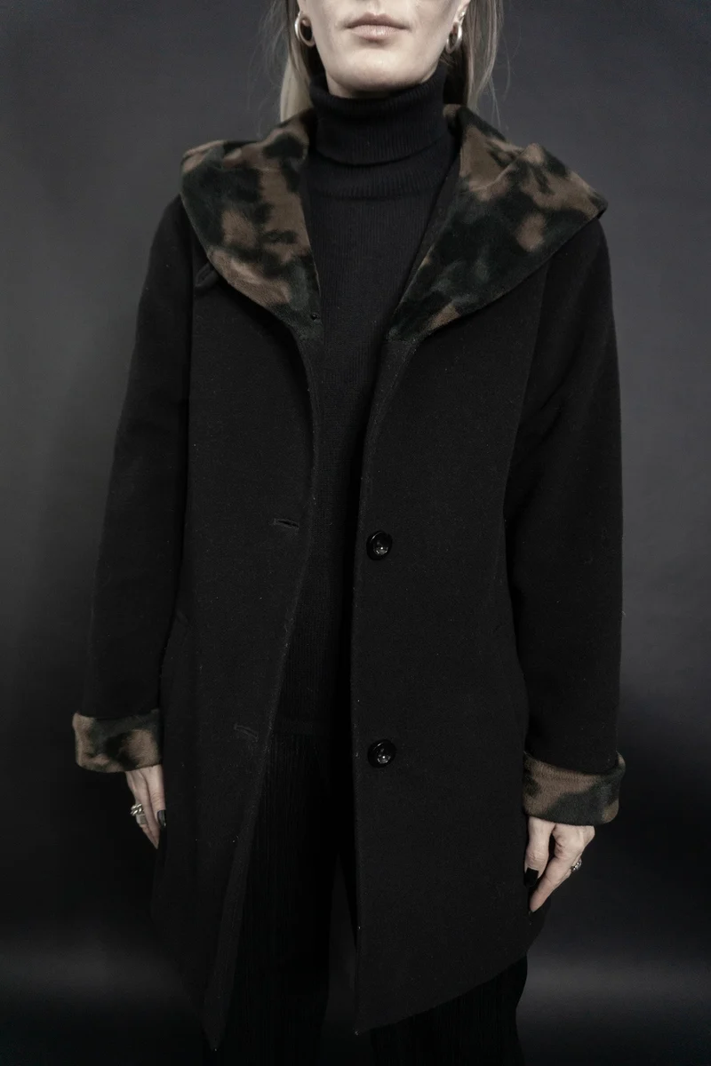 Wollmantel schwarz Leo, S–M