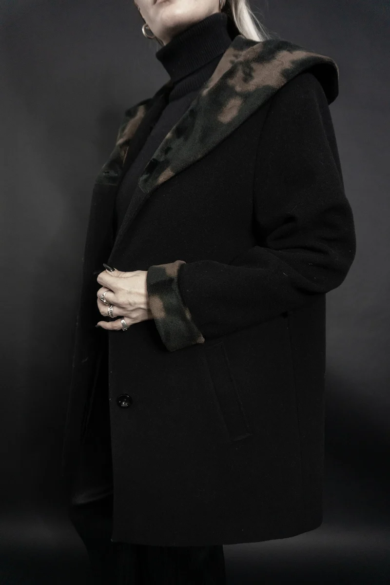 Wollmantel schwarz Leo, S–M