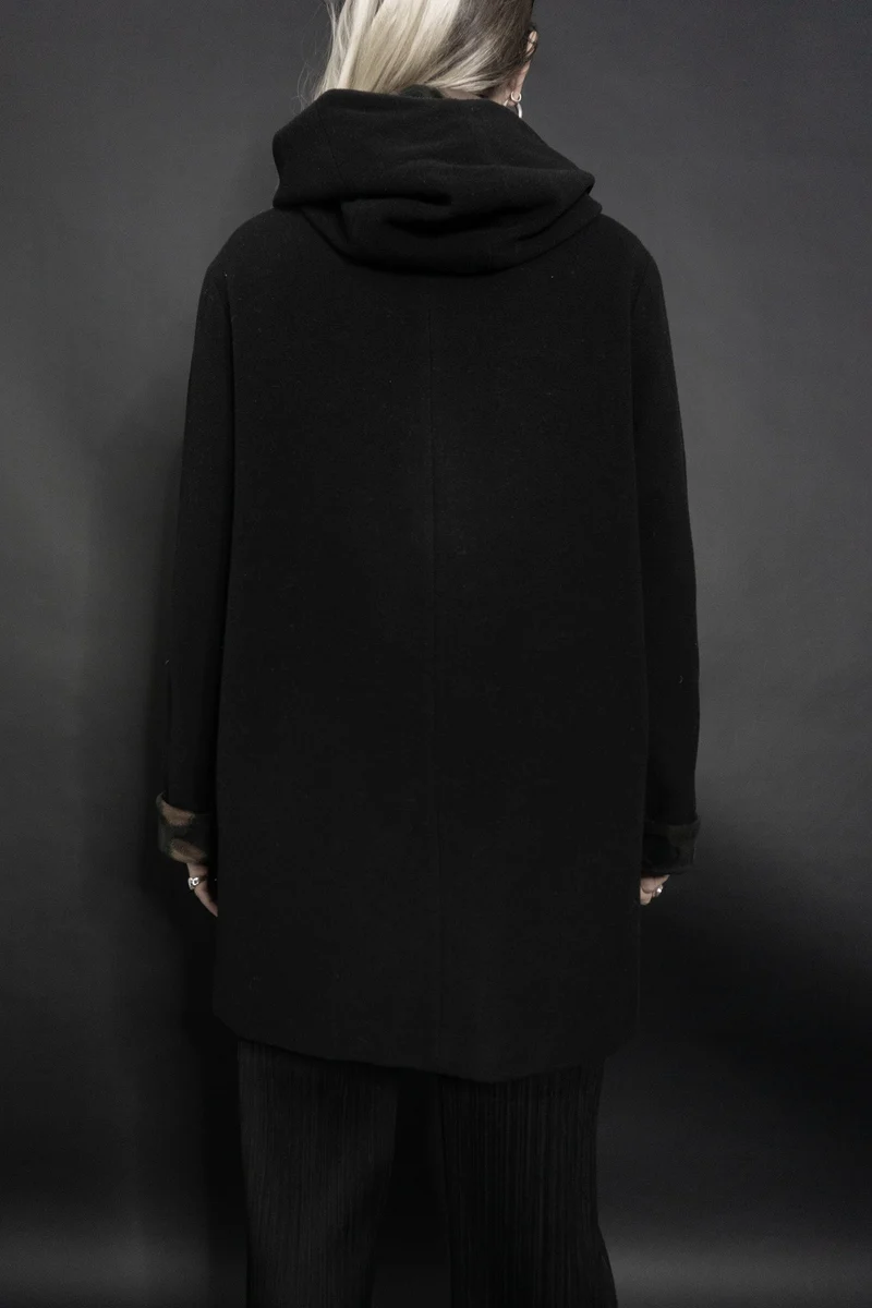 Wollmantel schwarz Leo, S–M