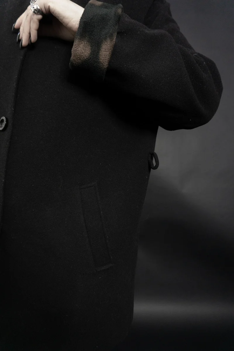 Wollmantel schwarz Leo, S–M