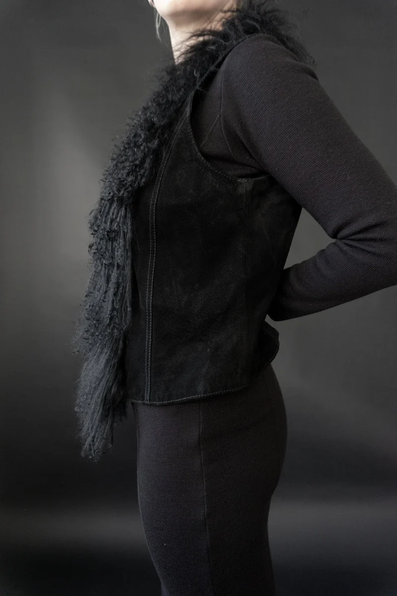 Lederweste Shearling, M–L