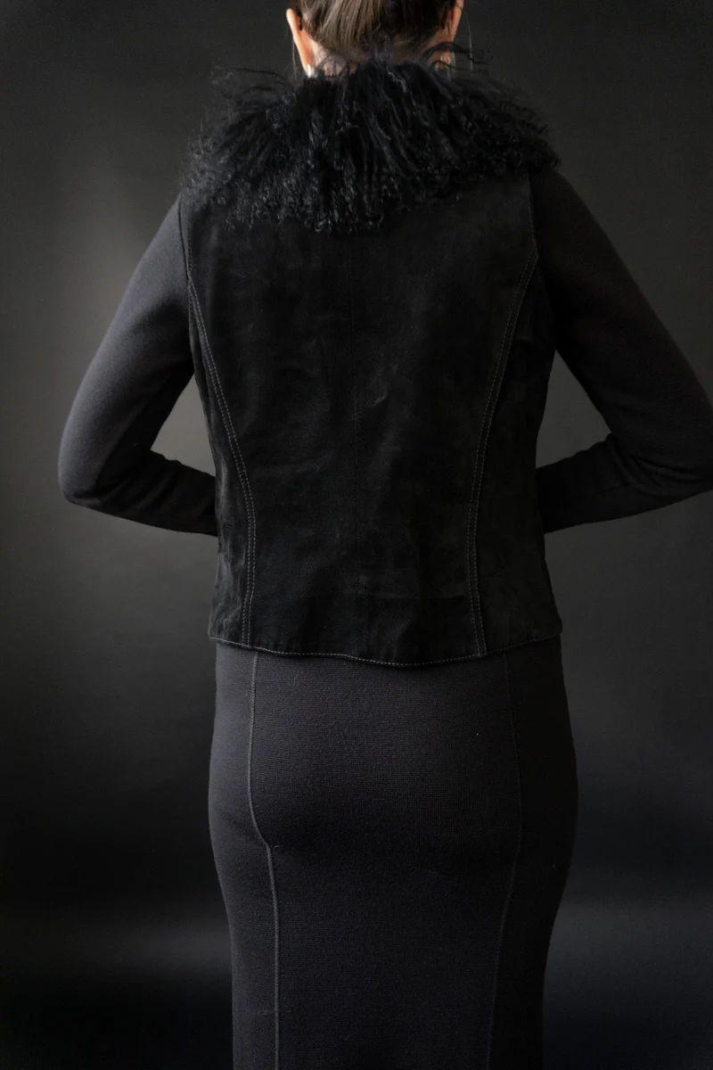Lederweste Shearling, M–L
