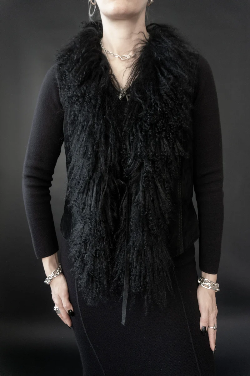 Lederweste Shearling, M–L