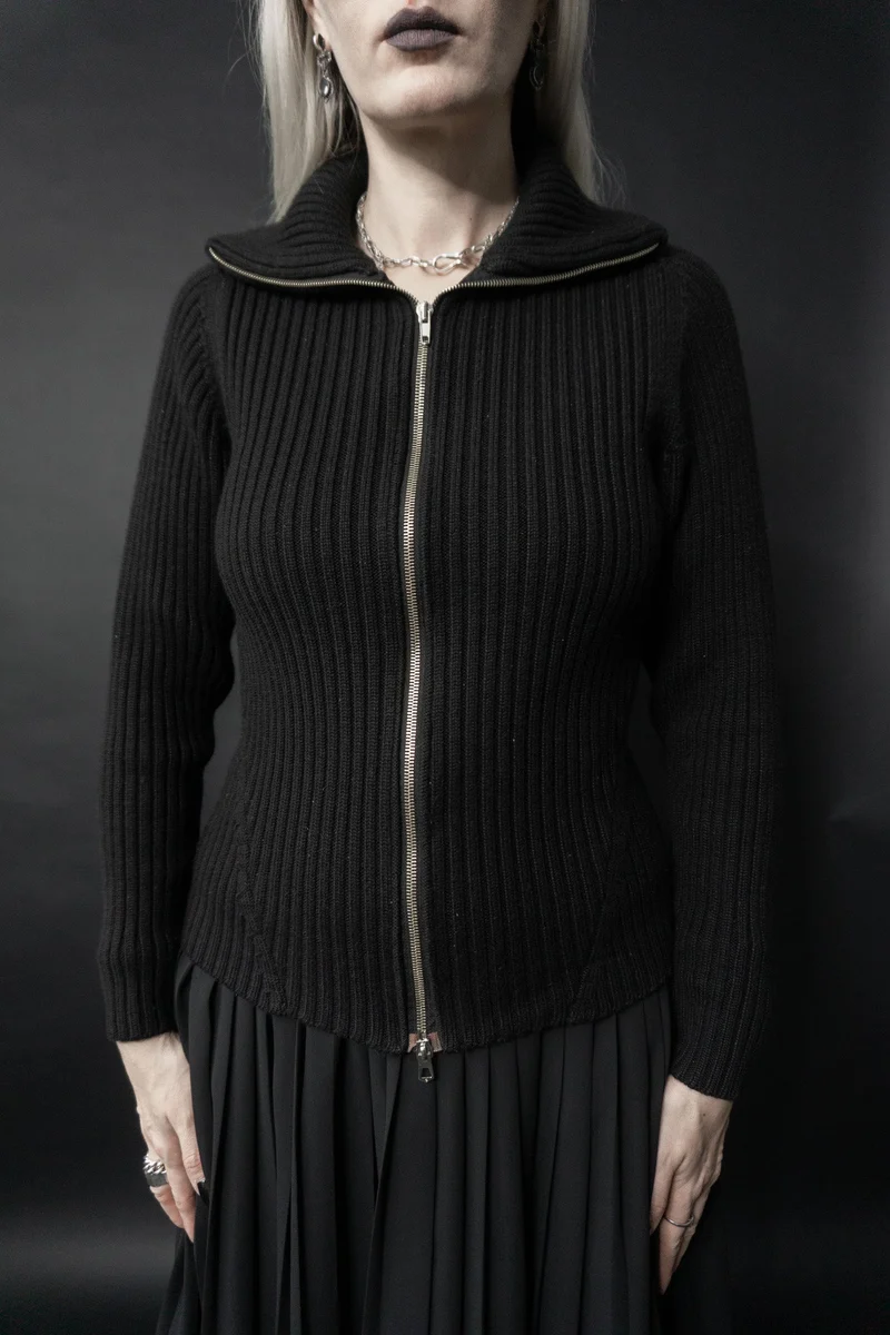 Daniele Alessandrini Pullover, Zip, Schwarz, XS–M
