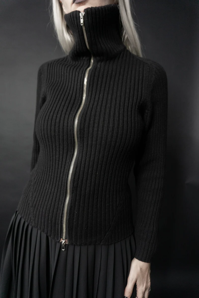 Daniele Alessandrini Pullover, Zip, Schwarz, XS–M