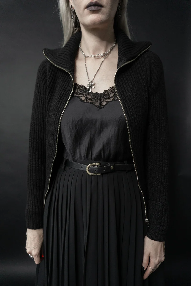 Daniele Alessandrini Pullover, Zip, Schwarz, XS–M
