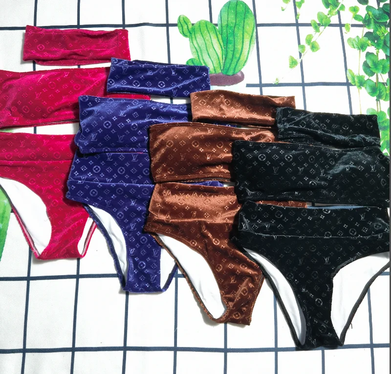 3pc Headband Velvet Bikinis