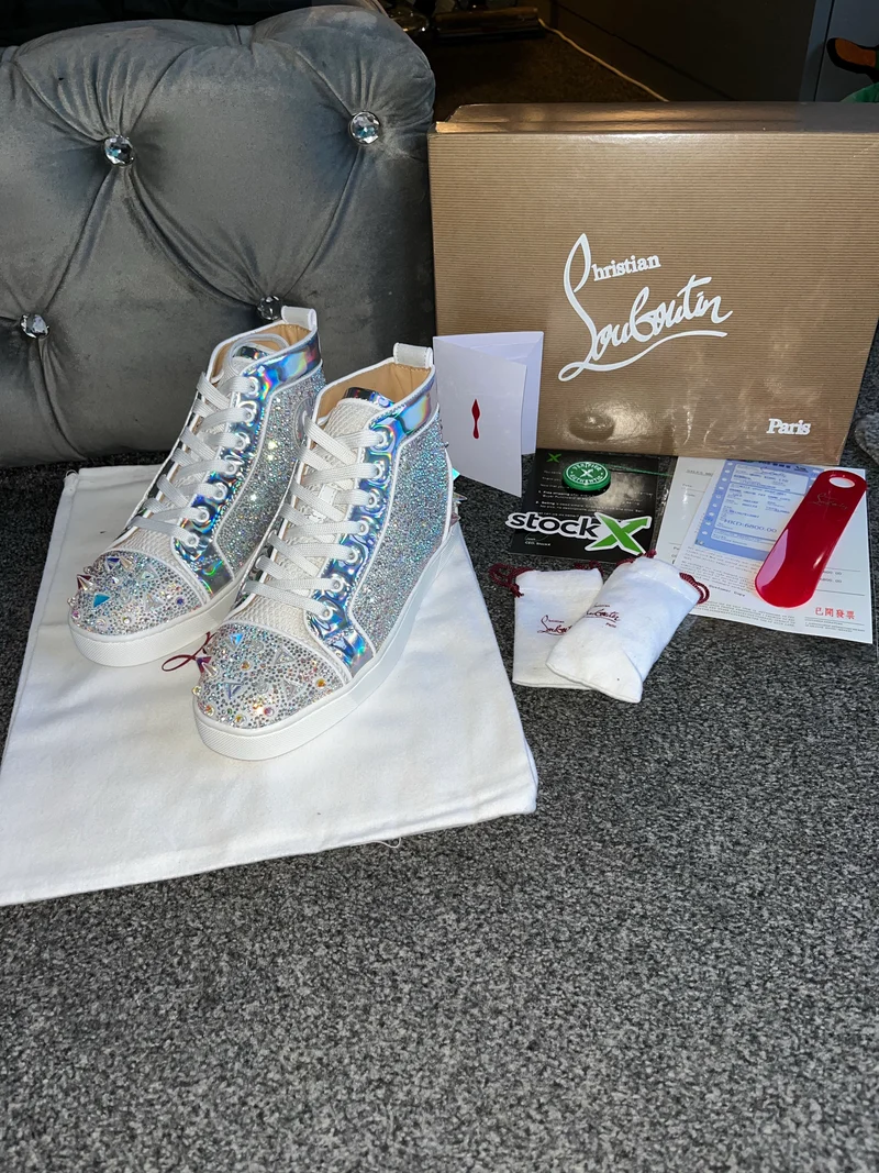 Silver Diamond Studded High Trainers
