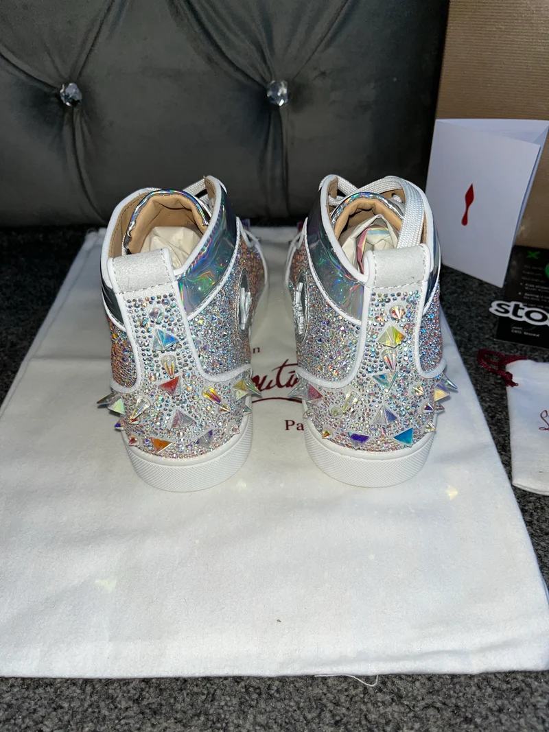 Silver Diamond Studded High Trainers