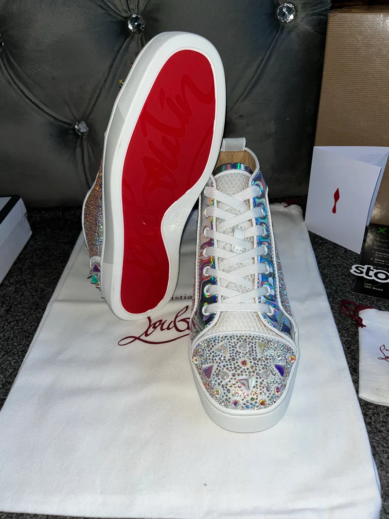 Silver Diamond Studded High Trainers