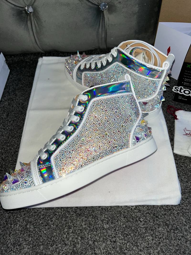Silver Diamond Studded High Trainers