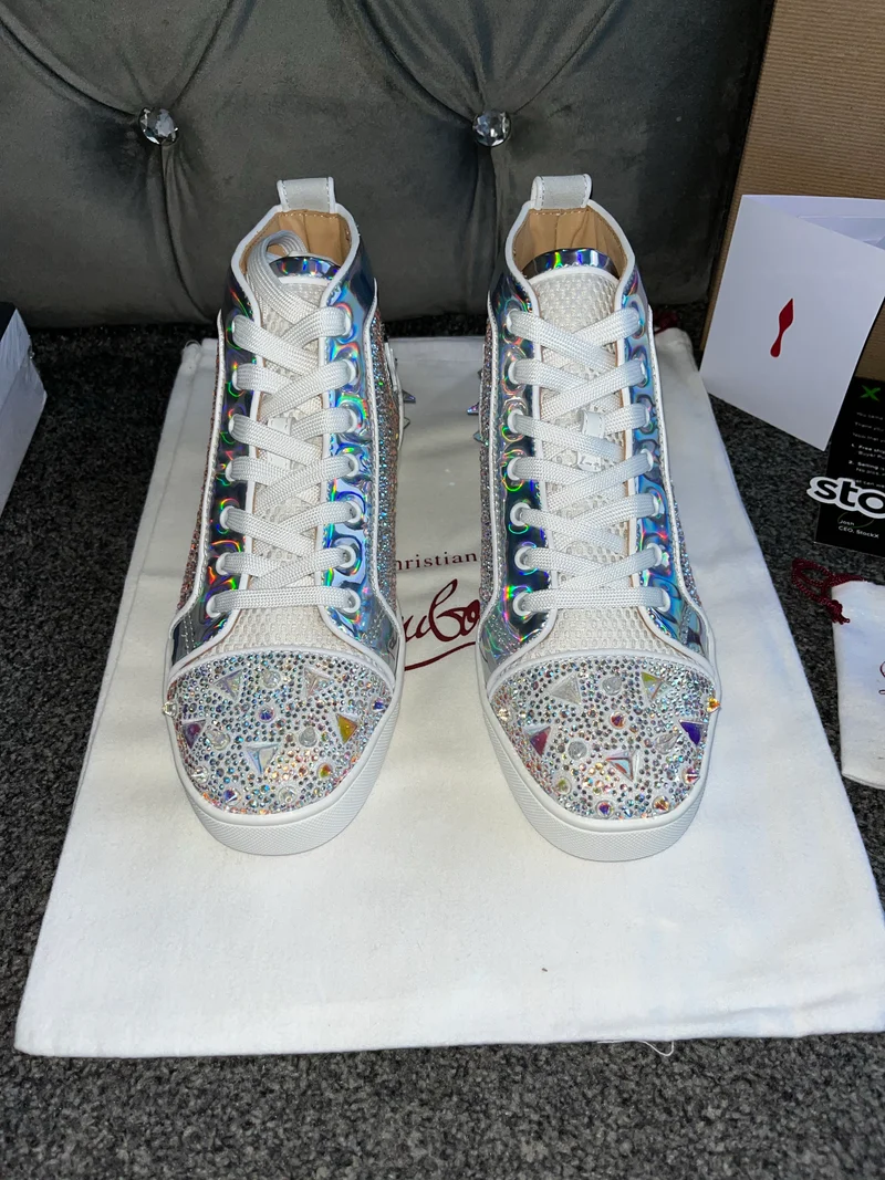 Silver Diamond Studded High Trainers