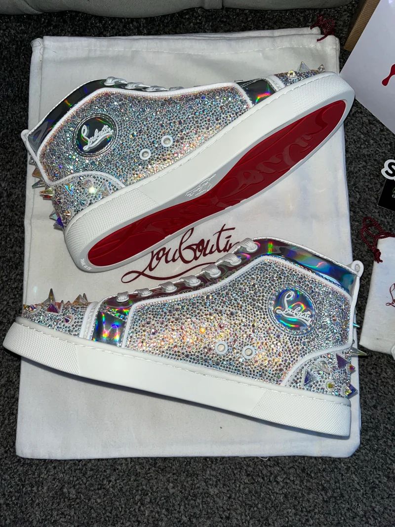 Silver Diamond Studded High Trainers