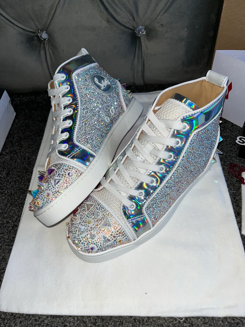 Silver Diamond Studded High Trainers