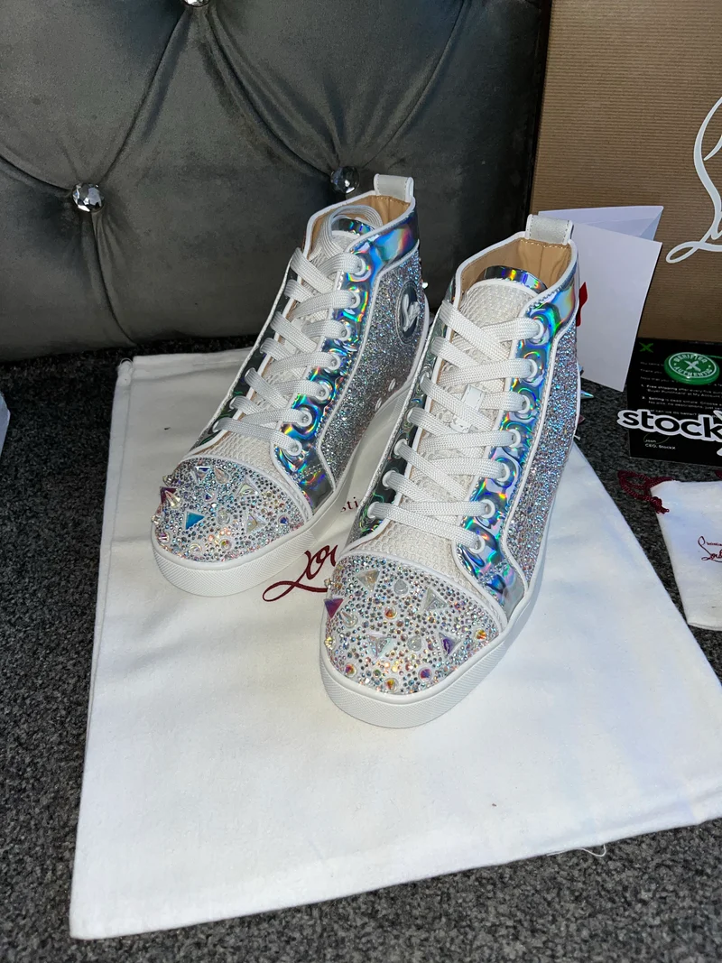 Silver Diamond Studded High Trainers