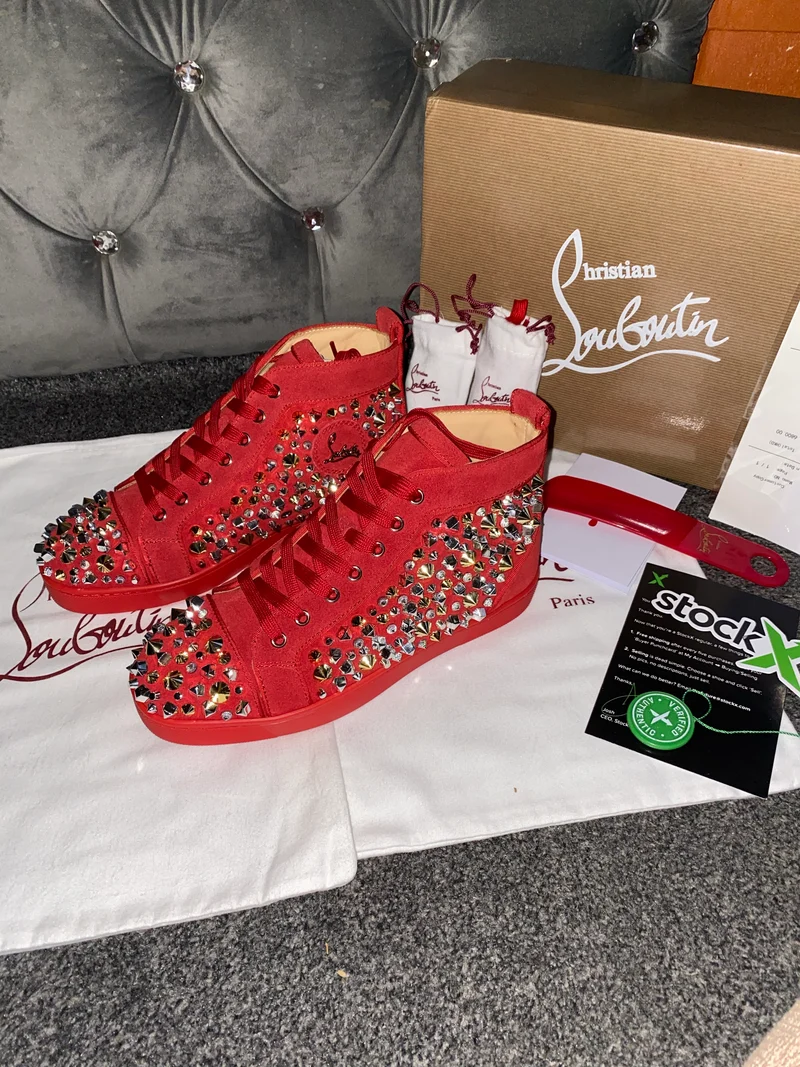 Red Suede Studded Trainers