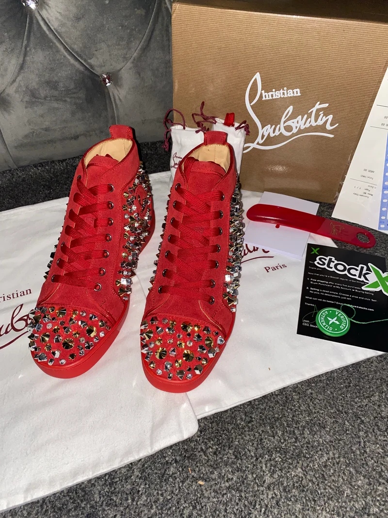 Red Suede Studded Trainers