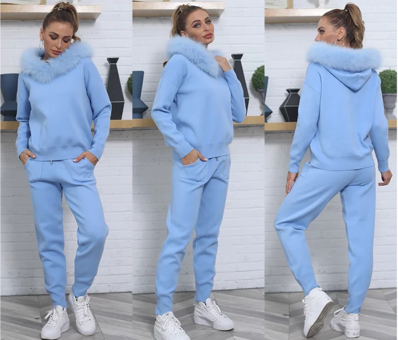 Fox Fur Hooded Loungesuit