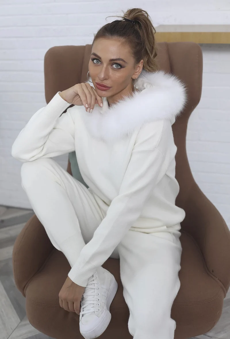 Fox Fur Hooded Loungesuit