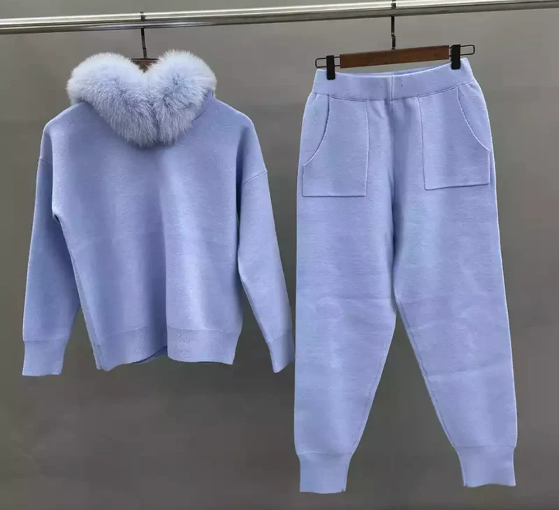 Fox Fur Hooded Loungesuit