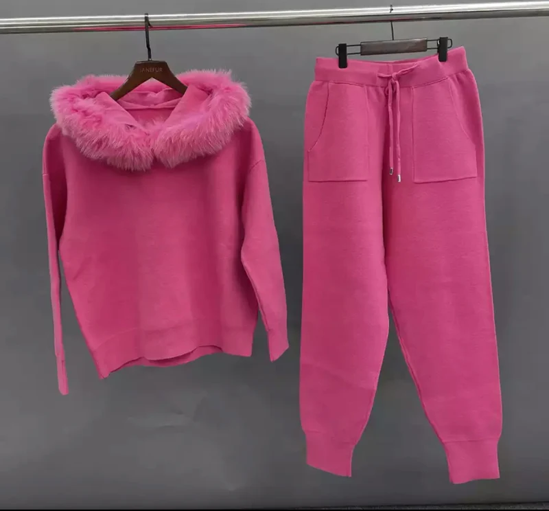 Fox Fur Hooded Loungesuit