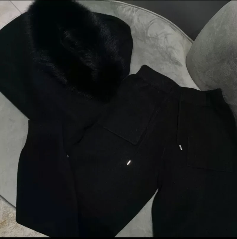 Fox Fur Hooded Loungesuit