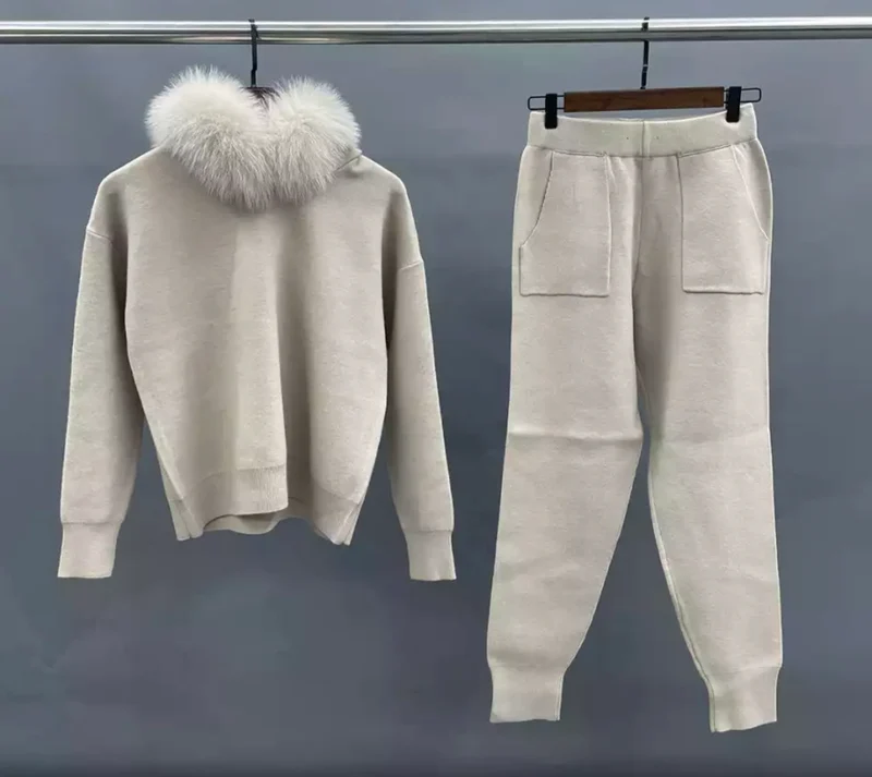 Fox Fur Hooded Loungesuit