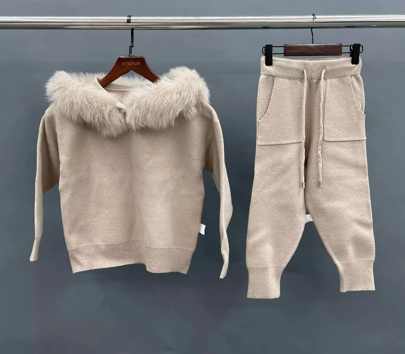 Kids Fox Fur Hooded Loungesuit