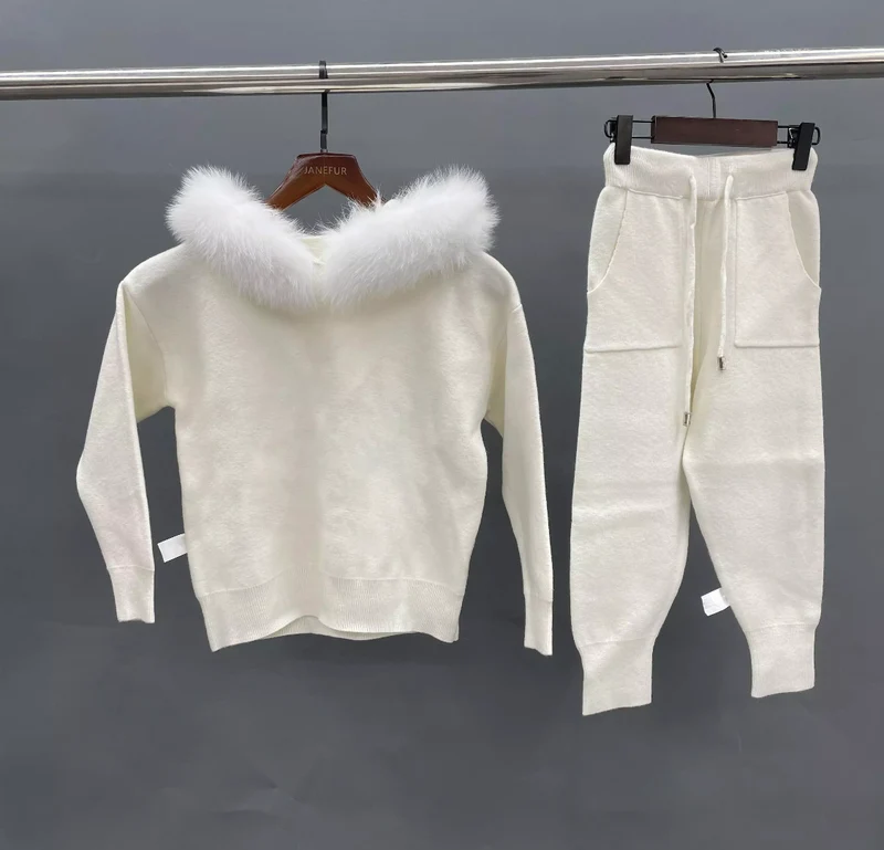 Kids Fox Fur Hooded Loungesuit