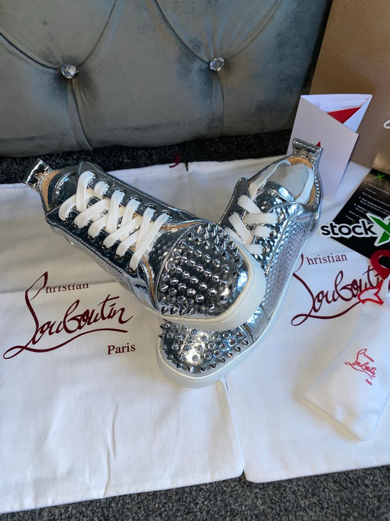 Silver Metallic Studded Trainers