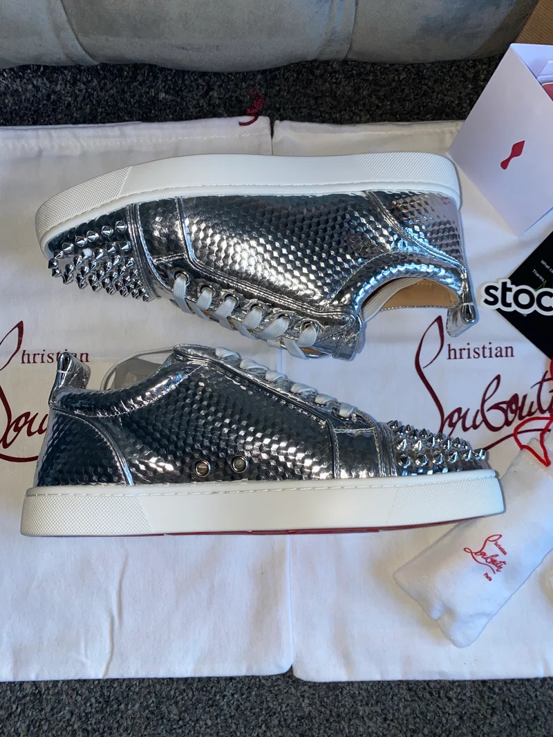 Silver Metallic Studded Trainers
