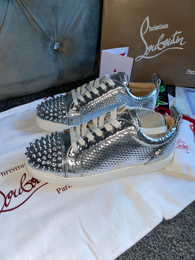 Silver Metallic Studded Trainers