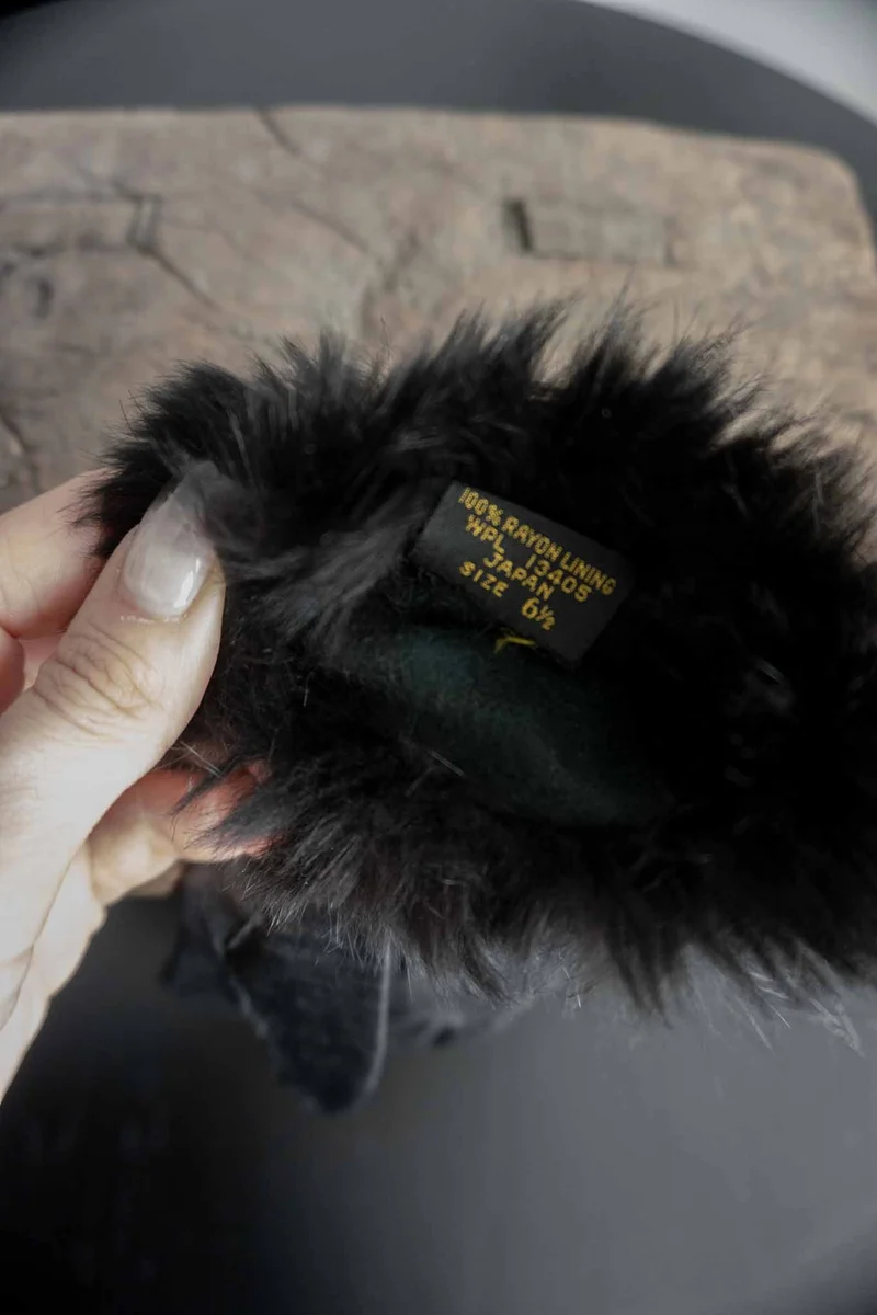 Vintage deadstock Echtleder-Handschuhe mit Echtfellbesatz