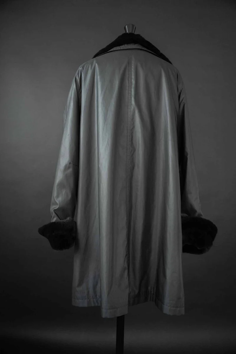 Vintage oversized Mantel mit Echtfell-Futter, M–XL
