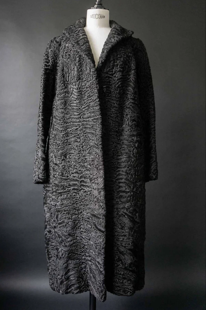 Vintage Lammfell Shearling Mantel, S–M