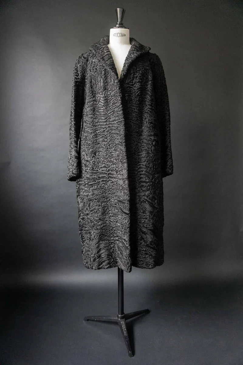 Vintage Lammfell Shearling Mantel, S–M