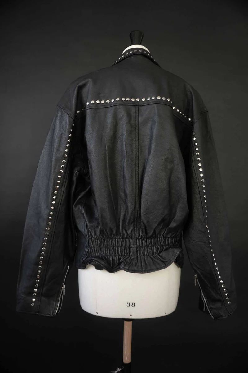 Vintage Biker Lederjacke Nieten, S–M
