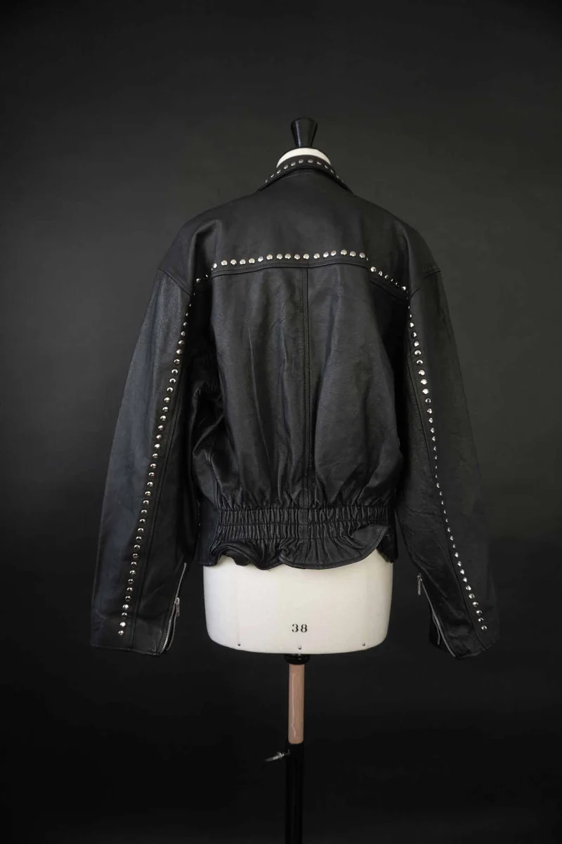 Vintage Biker Lederjacke Nieten, S–M
