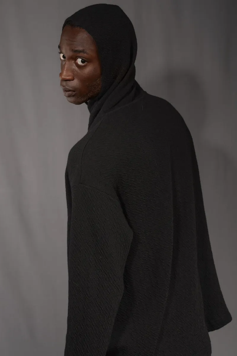 eigensinnig wien | Breed | Exklusiver Strickhoodie aus Merinowolle in Schwarz