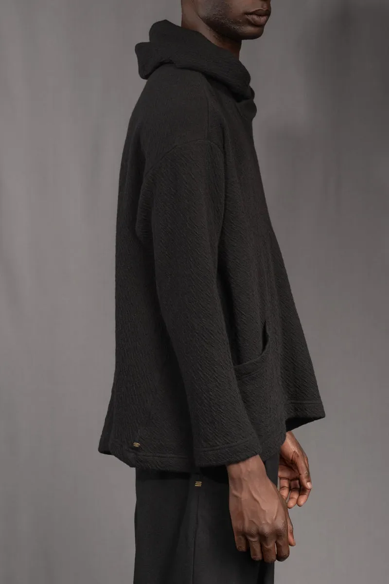 eigensinnig wien | Breed | Exklusiver Strickhoodie aus Merinowolle in Schwarz