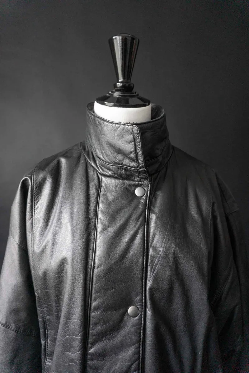 Vintage Leder Bomberjacke, Schwarz, S–M