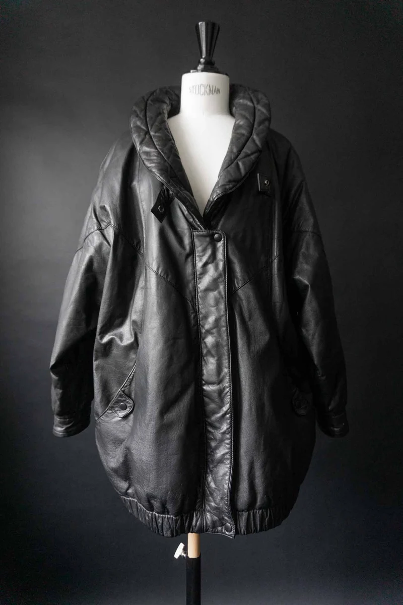 Vintage Lederjacke Cocoon, Schwarz, XS–M