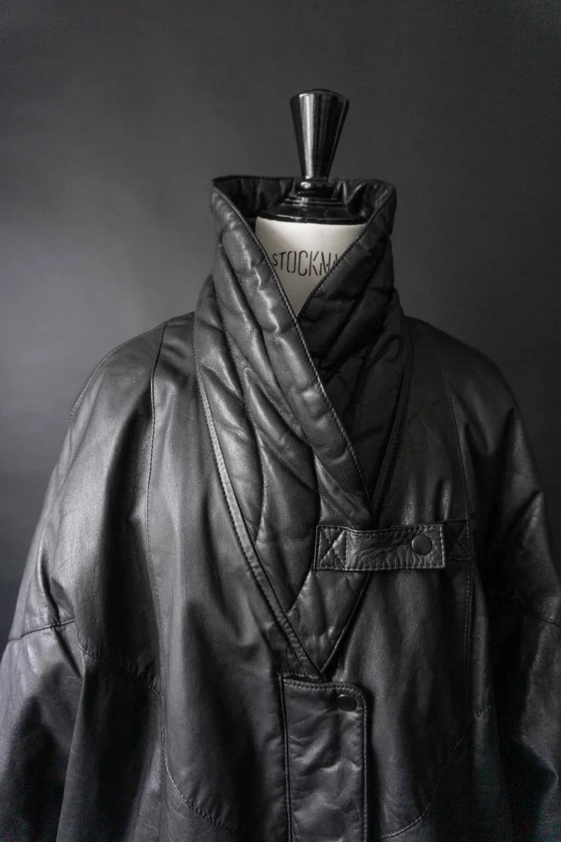 Vintage Lederjacke Cocoon, Schwarz, XS–M